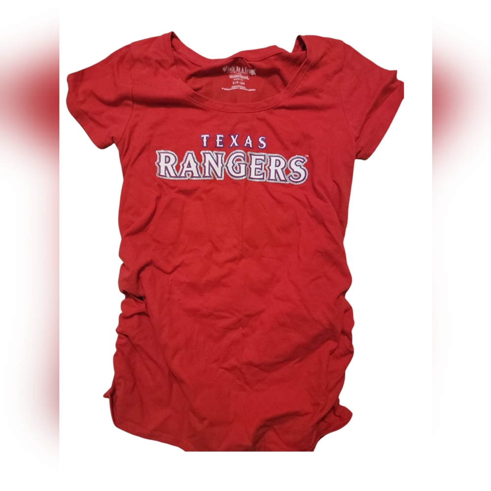 Motherhood maternity texas Rangers baseball tee stretch sz S MLB seager
